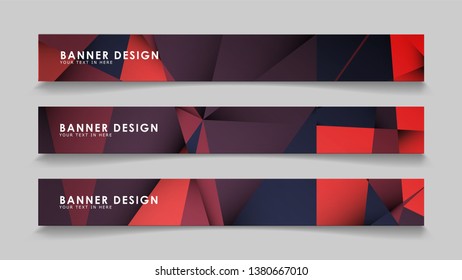 Abstract rectangle vector banners with red black geometric gradient backgrounds . design templates. future Poster template design