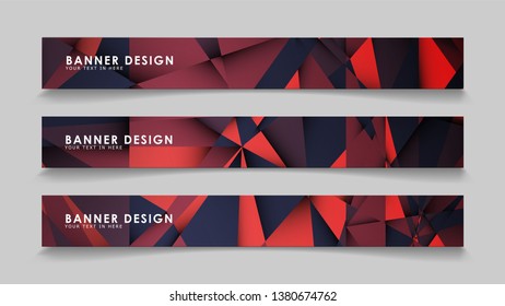 Abstract rectangle vector banners with red black geometric gradient backgrounds . design templates. future Poster template design