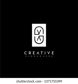 abstract rectangle VV logo letter with circle shape inside design concept