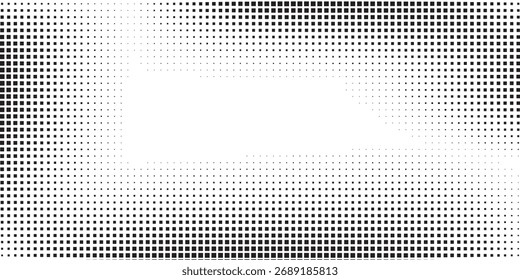 Abstract rectangle wave halftone gradient background. Faded grit noise texture. White and black sand 