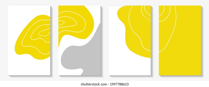 Abstract rectangular backgrounds. Set of vertical covers. Intense yellow gray.
Smooth lines. Uneven spots. Vector illustration. Use for notebooks, diaries, calendars, etc. EPS10.