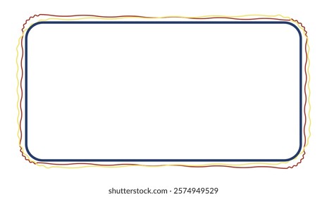Abstract Rectangular Frame with Wavy Red and Yellow Lines Accent Border on a Crisp White Background, A Versatile Decorative Element,