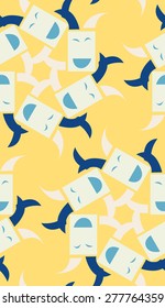 Abstract rectangular happy faces in seamless background pattern