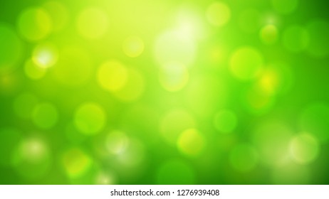 Abstract rectangular horizontal sunny summer spring  green yellow vector background, blurred background with bokeh