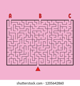 Abstract rectangular large maze. Game for kids and adults. Puzzle for children. Find the right way out. Labyrinth conundrum. Flat vector illustration.
