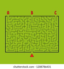 Abstract rectangular large maze. Game for kids and adults. Puzzle for children. Find the right way out. Labyrinth conundrum. Flat vector illustration.