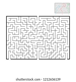 Abstract rectangular large maze. Game for kids and adults. Puzzle for children. Find the right way out. Labyrinth conundrum. Flat vector illustration.