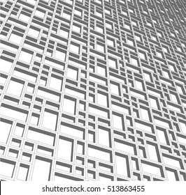 Abstract rectangular lattice. Facade geometry. Architectural design