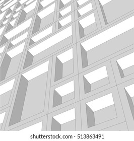 Abstract rectangular lattice. Facade geometry. Architectural design
