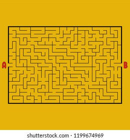Abstract rectangular maze. Game for kids. Puzzle for children. One entrances, one exit. Labyrinth conundrum. Simple flat vector illustration isolated on color background.