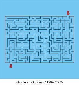 Abstract rectangular maze. Game for kids. Puzzle for children. One entrances, one exit. Labyrinth conundrum. Simple flat vector illustration isolated on color background.