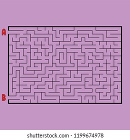 Abstract rectangular maze. Game for kids. Puzzle for children. One entrances, one exit. Labyrinth conundrum. Simple flat vector illustration isolated on color background.