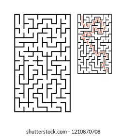 Abstract rectangular maze. Game for kids. Puzzle for children. One entrance, one exit. Labyrinth conundrum. Flat vector illustration isolated on white background.