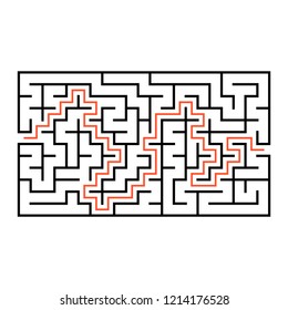 Abstract rectangular maze. Game for kids. Puzzle for children. One entrance, one exit. Labyrinth conundrum. Flat vector illustration isolated on white background.
