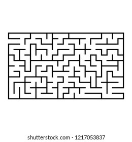 Abstract rectangular maze. Game for kids. Puzzle for children. One entrance, one exit. Labyrinth conundrum. Flat vector illustration isolated on white background.