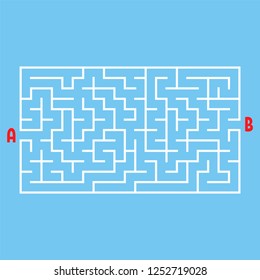 Abstract rectangular maze. Game for kids. Puzzle for children. One entrance, one exit. Labyrinth conundrum. Flat vector illustration isolated on white background.