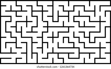 Abstract rectangular maze. Game for kids. Puzzle for children. One entrance, one exit. Labyrinth conundrum. Flat vector illustration isolated on white background.