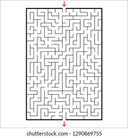 Abstract rectangular maze. Game for kids. Puzzle for children. One entrances, one exit. Labyrinth conundrum. Simple flat vector illustration isolated on white background.