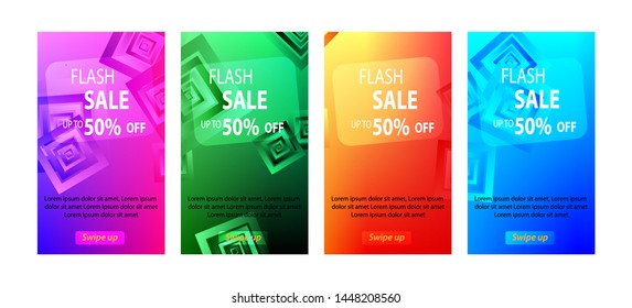 abstract rectangular mobile for flash sale banners. Sale banner template design, Flash sale special offer set - vector