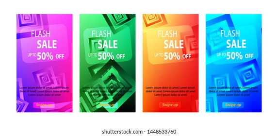 abstract rectangular mobile for flash sale banners. Sale banner template design, Flash sale special offer set - vector