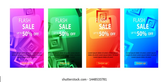 abstract rectangular mobile for flash sale banners. Sale banner template design, Flash sale special offer set - vector