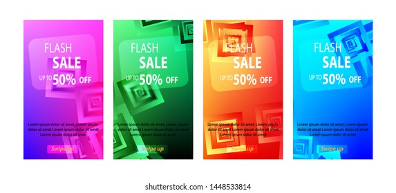 abstract rectangular mobile for flash sale banners. Sale banner template design, Flash sale special offer set - vector