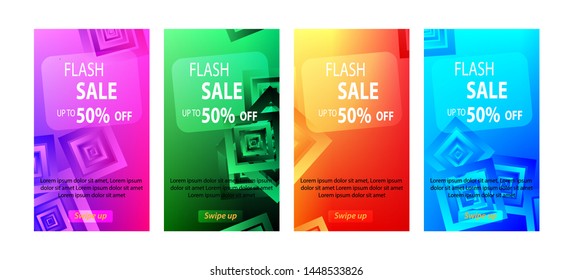 abstract rectangular mobile for flash sale banners. Sale banner template design, Flash sale special offer set - vector