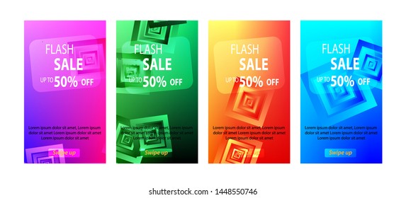 abstract rectangular mobile for flash sale banners. Sale banner template design, Flash sale special offer set - vector