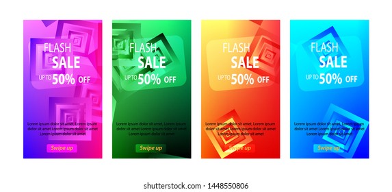 abstract rectangular mobile for flash sale banners. Sale banner template design, Flash sale special offer set - vector