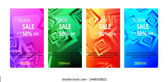 abstract rectangular mobile for flash sale banners. Sale banner template design, Flash sale special offer set - vector