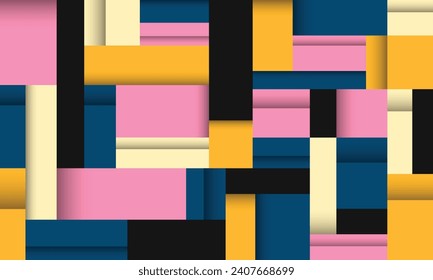 Abstract rectangular poster design. Colorful geometric background. Abstract square layer pattern backdrop. Modern polygon background for poster, banner, cover, leaflet, presentation, or flyer.
