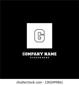 abstract rectangular square G logo letter in lines shape design concept