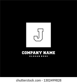 abstract rectangular square J logo letter in lines shape design concept