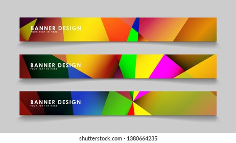 Abstract rectangular vector banners with colorful geometric gradient backgrounds