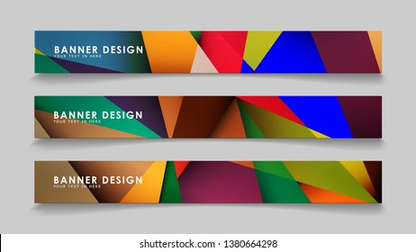 Abstract rectangular vector banners with colorful geometric gradient backgrounds