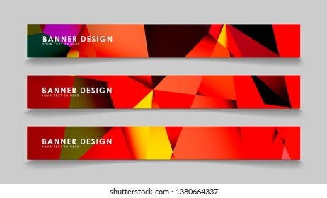 Abstract rectangular vector banners with colorful geometric gradient backgrounds
