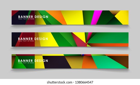 Abstract rectangular vector banners with colorful geometric gradient backgrounds