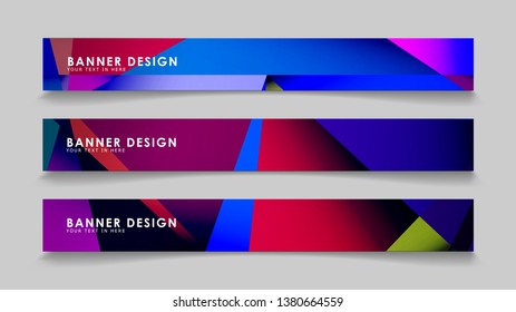 Abstract rectangular vector banners with colorful geometric gradient backgrounds