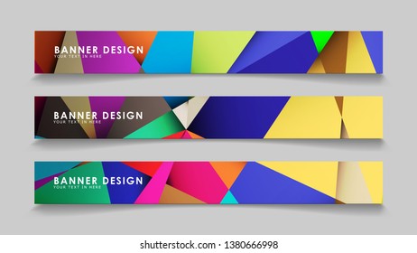 Abstract rectangular vector banners with colorful geometric gradient backgrounds