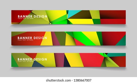 Abstract rectangular vector banners with colorful geometric gradient backgrounds