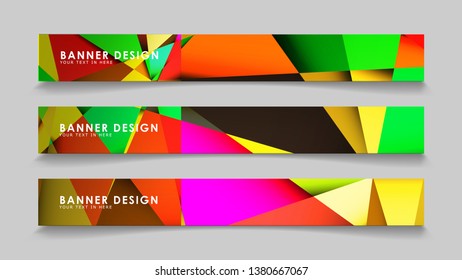 Abstract rectangular vector banners with colorful geometric gradient backgrounds