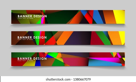 Abstract rectangular vector banners with colorful geometric gradient backgrounds