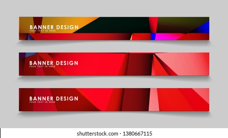 Abstract rectangular vector banners with colorful geometric gradient backgrounds
