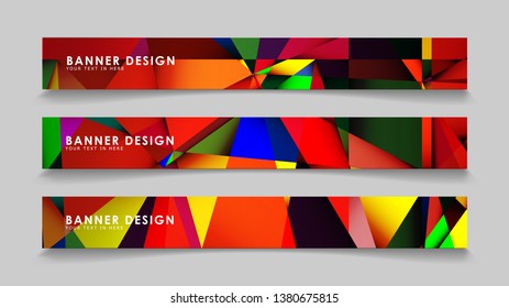 Abstract rectangular vector banners with colorful geometric gradient backgrounds