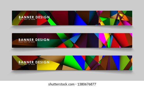 Abstract rectangular vector banners with colorful geometric gradient backgrounds