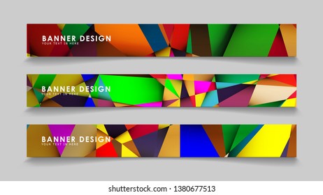 Abstract rectangular vector banners with colorful geometric gradient backgrounds