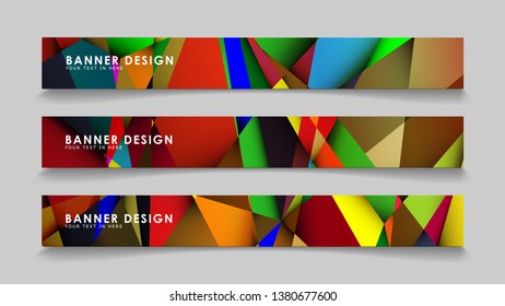 Abstract rectangular vector banners with colorful geometric gradient backgrounds