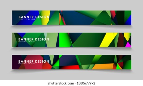 Abstract rectangular vector banners with colorful geometric gradient backgrounds