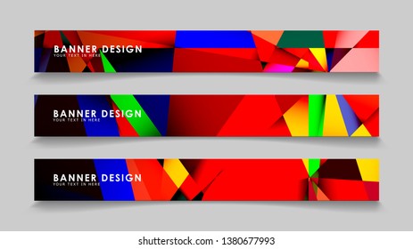 Abstract rectangular vector banners with colorful geometric gradient backgrounds