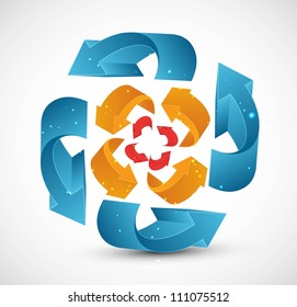 abstract recycle colorful arrows business vector whit background